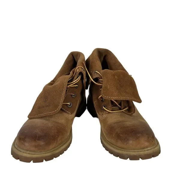 Timberland Women's Brown Leather Roll Top Lace Up Boots - 7.5 - Picture 6 of 8